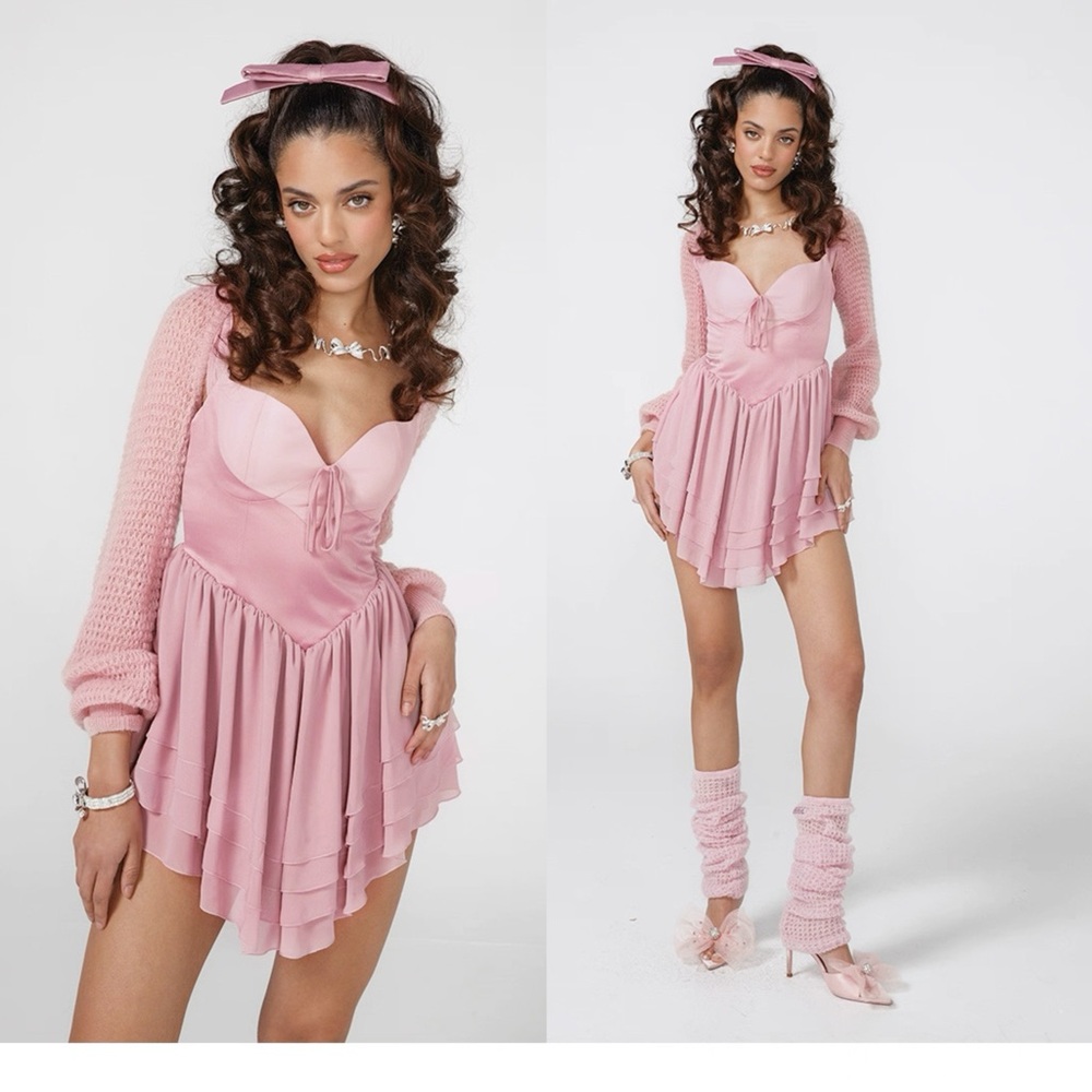 Nana Jacqueline pink chiffon minidress